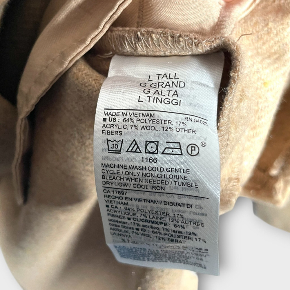 OLD NAVY Soft-Brushed Utility Shacket LARGE TALL Wool Blend Camel Oversized NEW - Picture 8 of 10